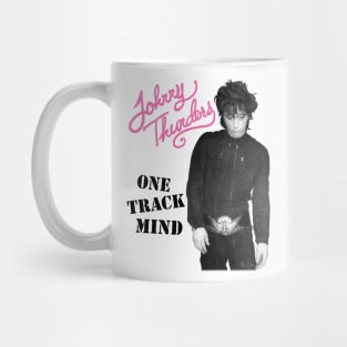 Johnny Thunders- One Track Mind on a white ringspun Mug